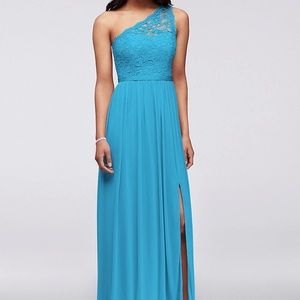 David’s Bridal One Shoulder Lace Bridesmaid Dress